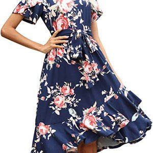 levaca  Casual Flowy Short Sleeve Midi Dress
